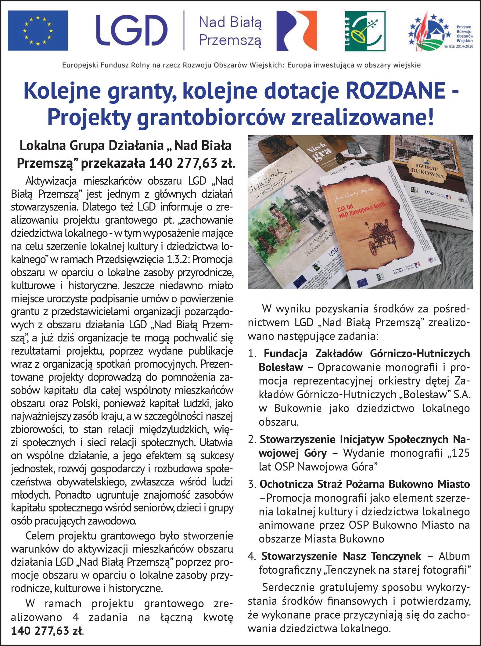 Kolejne granty, kolejne dotacje rozdane. Projekty grantobiorców zrealizowane 